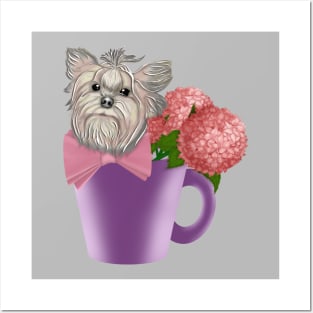 Yorkshire Terrier with flowers Posters and Art